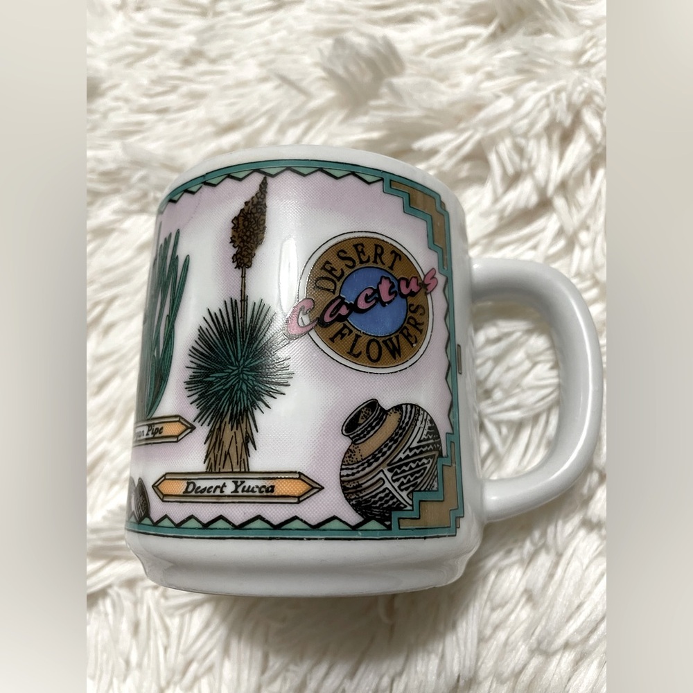 Vintage 1990's KWC made in China Desert Cactus Flowers Coffee Mug - Picture 3 of 5